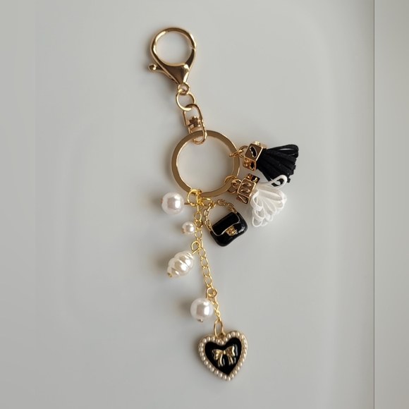 Hand Crafted Accessories - New Gold and Black Charm Keychain